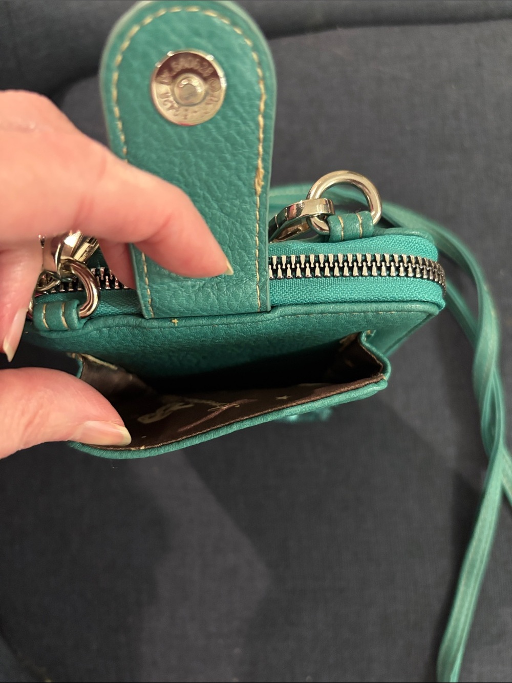 American Bling Turquoise Cross Accent Crossbody Wallet - Picture 6 of 9